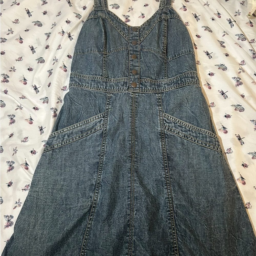 Blue A-line Scoop Neck Sundress